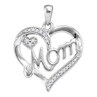 Heart of Love Diamond Pendant | Sterling Silver Round Diamond Mom Mother Heart Pendant 1/10 Cttw | Splendid Jewellery - Splendid Jewellery