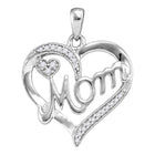 Heart of Love Diamond Pendant | Sterling Silver Round Diamond Mom Mother Heart Pendant 1/10 Cttw | Splendid Jewellery - Splendid Jewellery