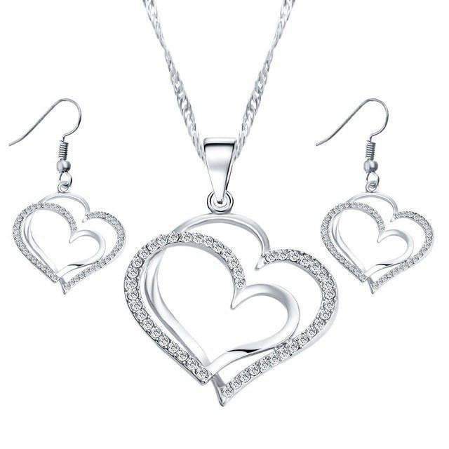 Heart Pendant and Earring Set With Necklace - Splendid Jewellery