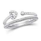 Heart Sparkle Diamond Stackable Band | 10kt White Gold Womens Round Diamond Heart Stackable Band Ring 1/6 Cttw - Splendid Jewellery