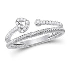 Heart Sparkle Diamond Stackable Band | 10kt White Gold Womens Round Diamond Heart Stackable Band Ring 1/6 Cttw - Splendid Jewellery