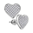Heartbeat of Elegance: 10kt White Gold Womens Round Diamond Heart Earrings - Splendid Jewellery