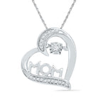 Heartfelt Love Diamond Pendant - 10kt White Gold Womens Round Diamond Heart Mom Pendant 1/10 Cttw - Splendid Jewellery
