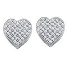Heart's Desire: 10kt White Gold Womens Round Diamond Heart Earrings 1/4 Cttw - Splendid Jewellery