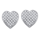 Heart's Desire: 10kt White Gold Womens Round Diamond Heart Earrings 1/4 Cttw - Splendid Jewellery