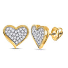 Heart's Desire: 10kt Yellow Gold Womens Round Diamond Heart Earrings - Splendid Jewellery