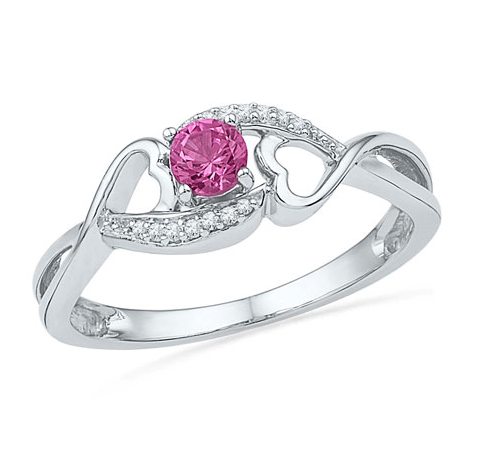 Impress with Pink Sapphire Design on Sterling Silver Diamond Ring Splendid Jewellery