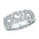 Interlocking Hearts Diamond Ring | 10kt White Gold Womens Round Diamond Triple Heart Band Ring 1/5 Cttw - Splendid Jewellery