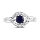 Iridescent Sterling Silver Solitaire Diamond Ring with Lab Sapphire Birthstone - Splendid Jewellery