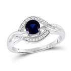 Iridescent Sterling Silver Solitaire Diamond Ring with Lab Sapphire Birthstone Splendid Jewellery