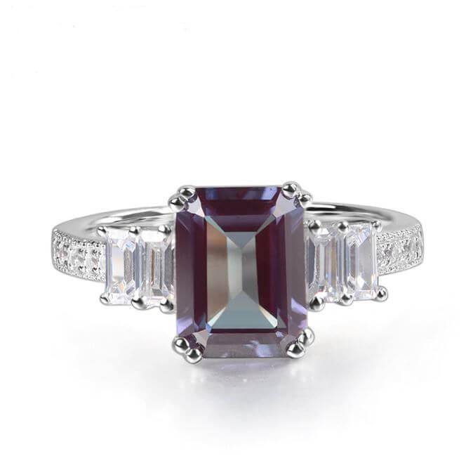 Lab Alexandrite june birthstone as engagement ring - Splendid Jewellery