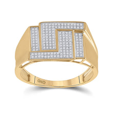 Load image into Gallery viewer, Luxurious 10kt Yellow Gold Mens Diamond Geometric Cluster Ring - Exquisite Craftsmanship and Dazzling Brilliance - Splendid Jewellery
