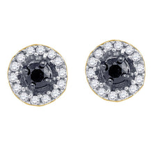 Load image into Gallery viewer, Luxurious Noir Cluster Diamond Earrings in 10kt Yellow Gold - Splendid Jewellery