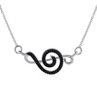 Melodic Noir: Sterling Silver Womens Round Black Color Enhanced Diamond Treble Clef Necklace - Splendid Jewellery