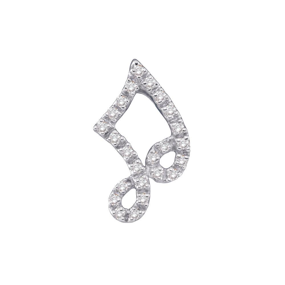 Melody of Elegance: 14kt White Gold Womens Round Diamond Half Note Music Pendant - Splendid Jewellery