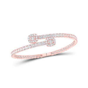 Men's Bracelets | 10kt Rose Gold Mens Baguette Diamond Cuff Bracelet 4-1/4 Cttw | Splendid Jewellery GND