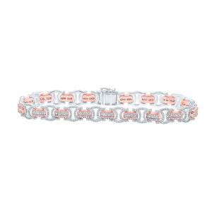Men's Bracelets | 10kt Rose Gold Mens Baguette Diamond Link Bracelet 3-3/4 Cttw | Splendid Jewellery GND