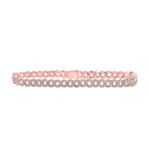Men's Bracelets | 10kt Rose Gold Mens Round Diamond 8.5-inch Curb Link Bracelet 4-5/8 Cttw | Splendid Jewellery GND