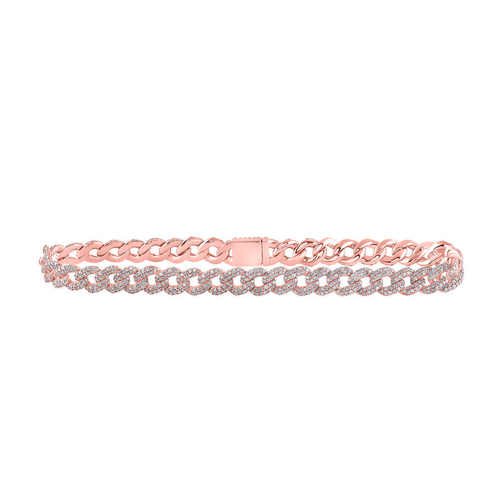 Men's Bracelets | 10kt Rose Gold Mens Round Diamond 8.5-inch Curb Link Bracelet 4-5/8 Cttw | Splendid Jewellery GND