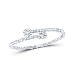 Men's Bracelets | 10kt White Gold Mens Baguette Diamond Cuff Bangle Bracelet 4-1/4 Cttw | Splendid Jewellery GND