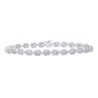10kt White Gold Geometric Link Bracelet with Baguette and Round Diamonds - 2-7/8 Cttw - Alternate view 1 from Splendid Jewellery