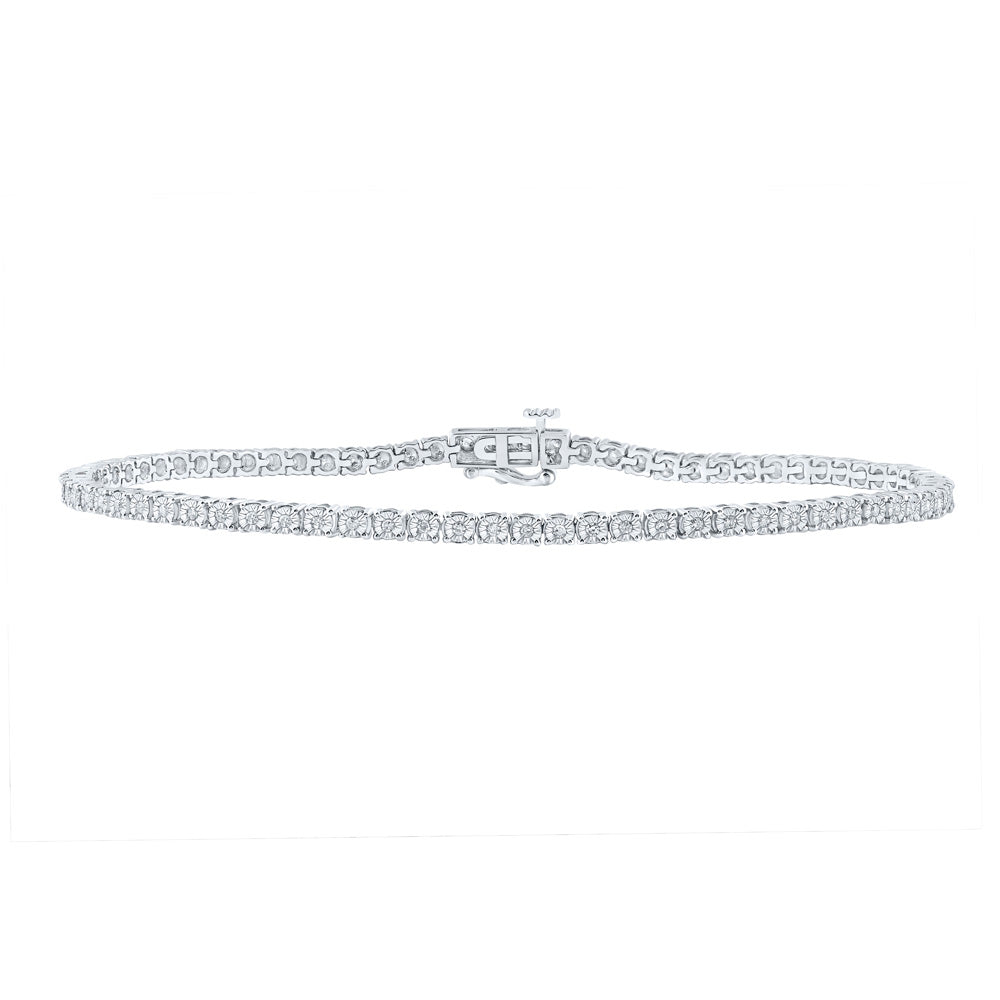 Men's Bracelets | 10kt White Gold Mens Round Diamond 9-inch Single Row Link Bracelet 1/2 Cttw | Splendid Jewellery GND