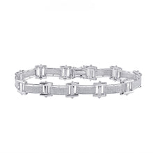 Load image into Gallery viewer, 10kt White Gold Men&#39;s Round Diamond Link Bracelet - Captivating Brilliance - Alternate view 1 from Splendid Jewellery