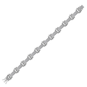 Men's Bracelets | 10kt White Gold Mens Round Diamond Link Bracelet 1-3/8 Cttw | Splendid Jewellery GND