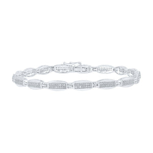 Men's Bracelets | 10kt White Gold Mens Round Diamond Link Bracelet 3/4 Cttw | Splendid Jewellery GND