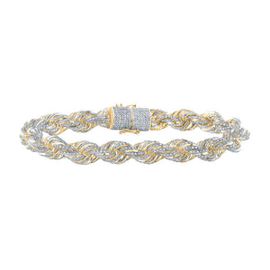 Men's Bracelets | 10kt Yellow Gold Mens Round Diamond Chain Bracelet 8-3/4 Cttw | Splendid Jewellery GND