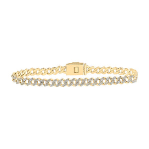 Men's Bracelets | 10kt Yellow Gold Mens Round Diamond Curb Link Link Bracelet 3 Cttw | Splendid Jewellery GND