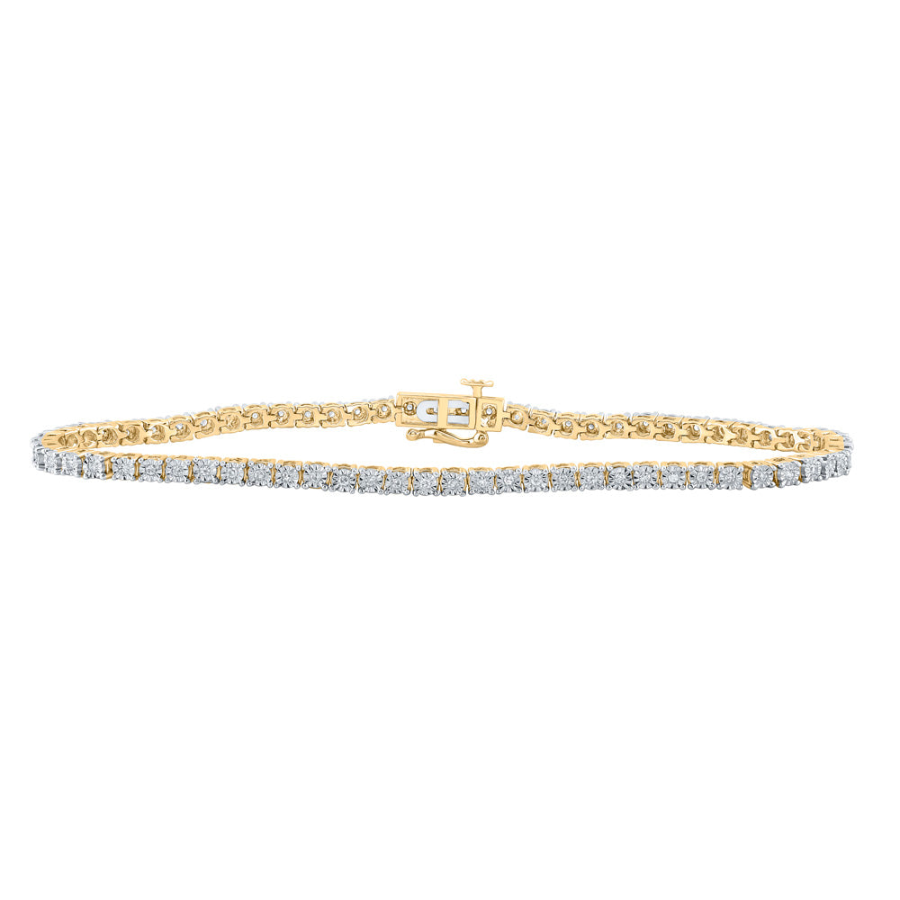 Men's Bracelets | 10kt Yellow Gold Mens Round Diamond Single Row 8-inch Single Row Link Bracelet 1/2 Cttw | Splendid Jewellery GND