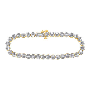Men's Bracelets | 14kt Yellow Gold Mens Round Diamond Cluster Bracelet 2 Cttw | Splendid Jewellery GND