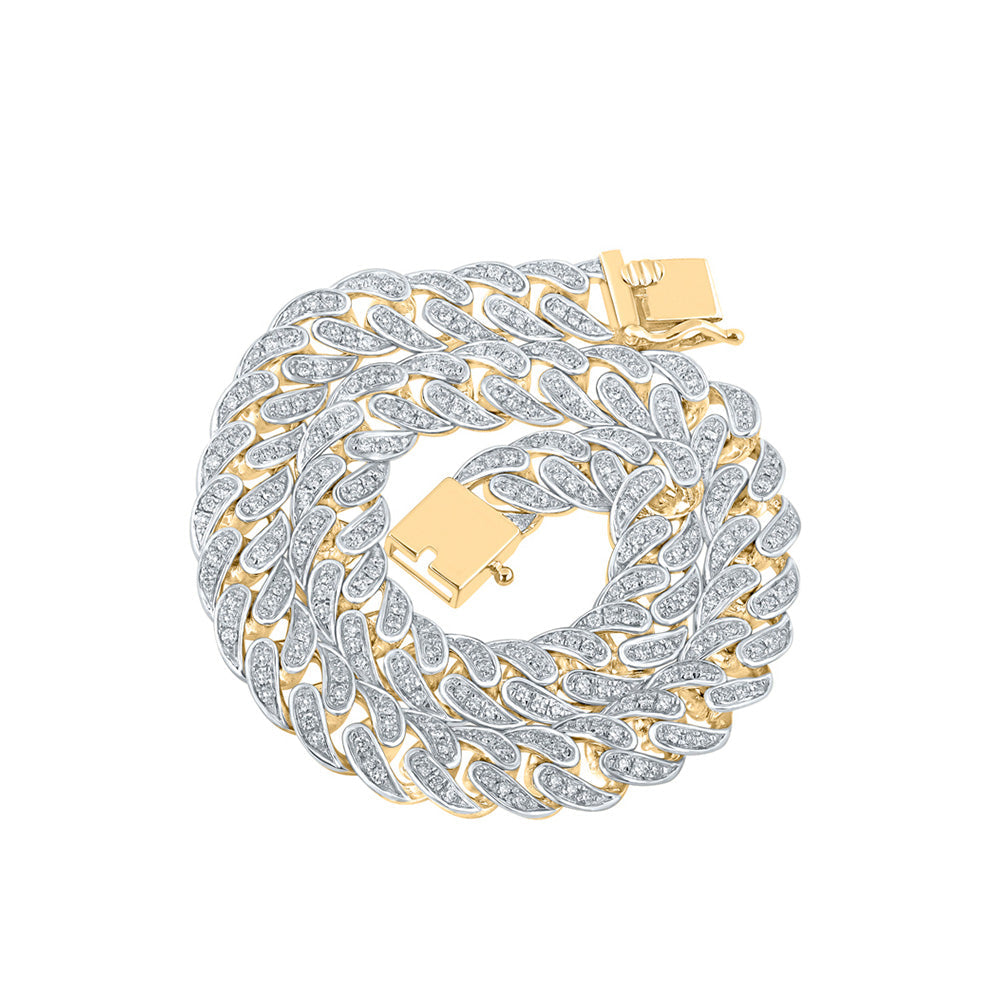 Men's Bracelets | 14kt Yellow Gold Mens Round Diamond Cuban 10-inch Link Bracelet 2-1/3 Cttw | Splendid Jewellery GND