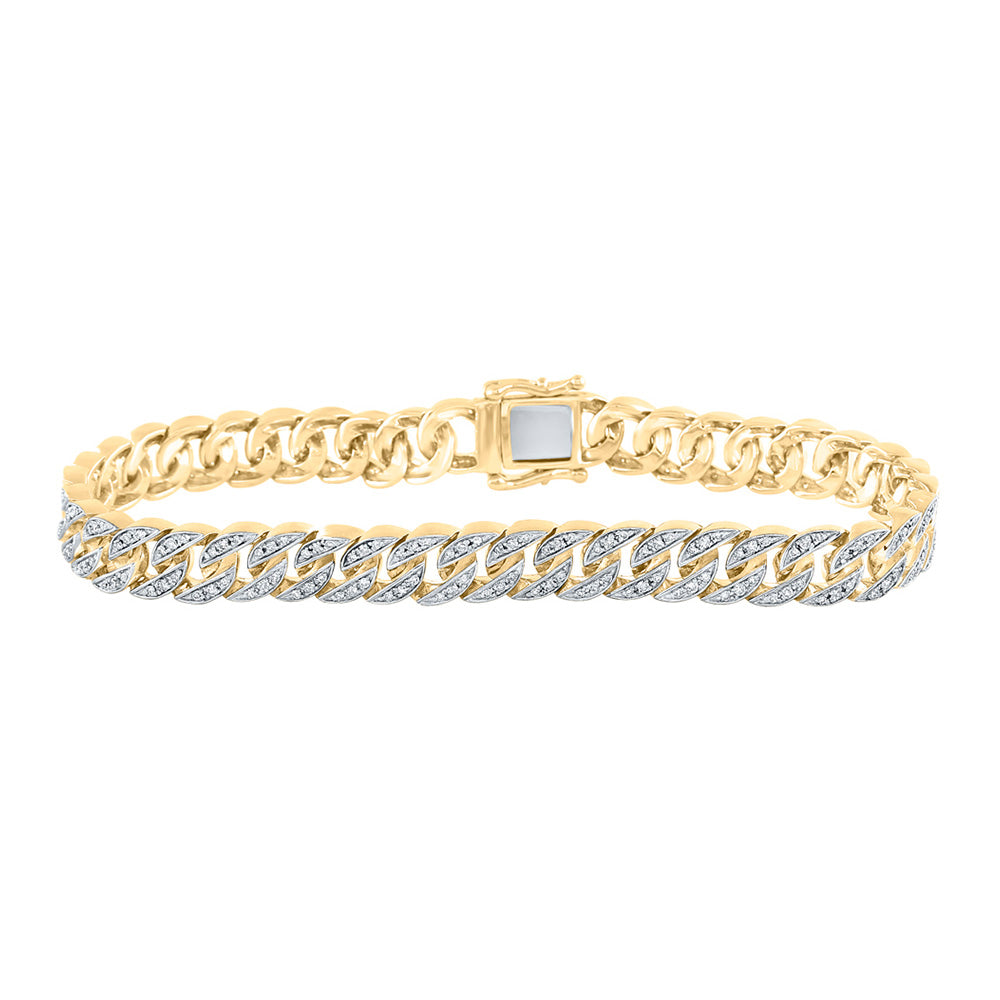Men's Bracelets | 14kt Yellow Gold Mens Round Diamond Cuban Link Bracelet 1-3/4 Cttw | Splendid Jewellery GND