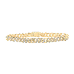 Men's Bracelets | 14kt Yellow Gold Mens Round Diamond Cuban Link Bracelet 3-3/4 Cttw | Splendid Jewellery GND