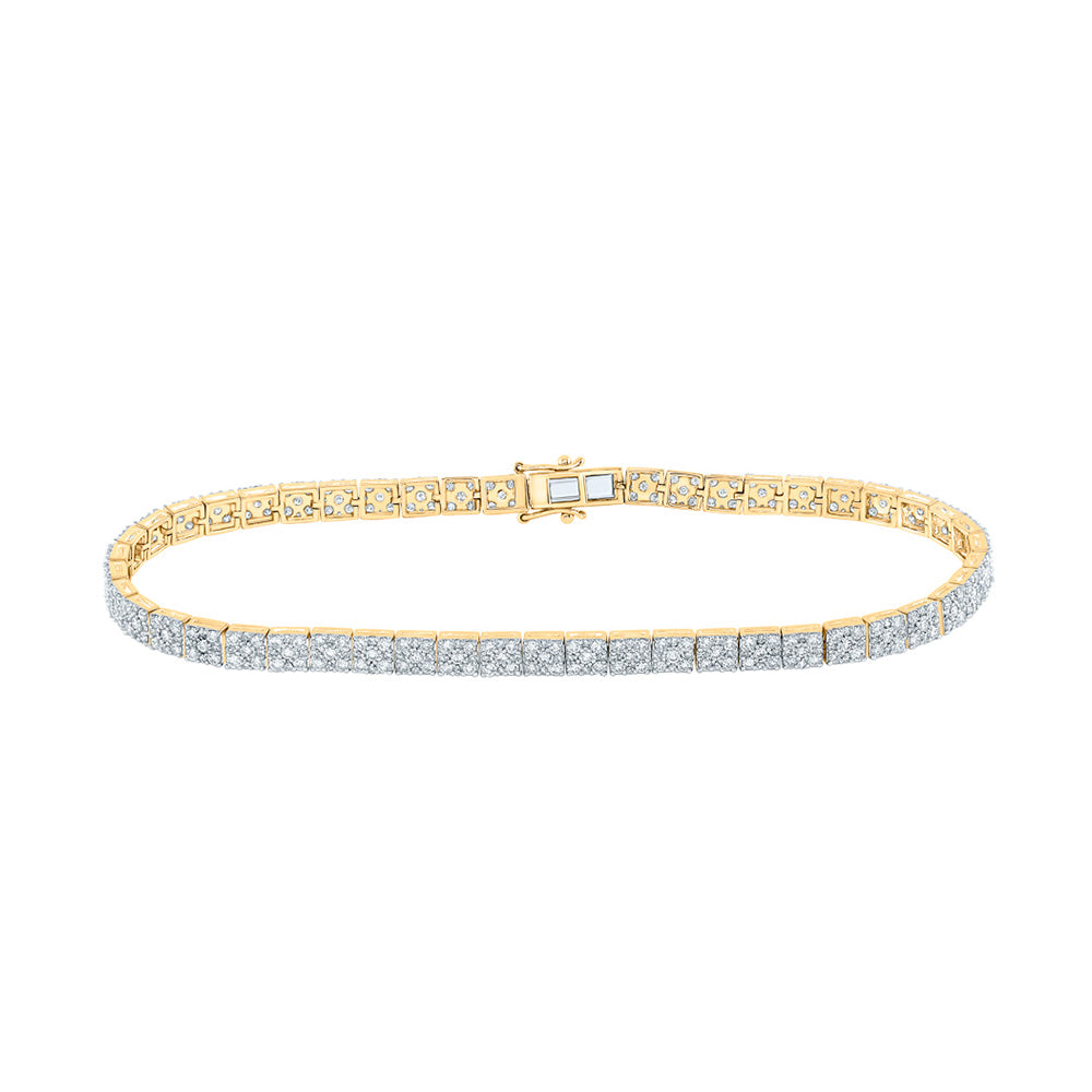 Men's Bracelets | 14kt Yellow Gold Mens Round Diamond Single Row Link Bracelet 4-1/3 Cttw | Splendid Jewellery GND