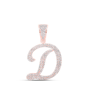 Men's Diamond Charm Pendant | 10kt Rose Gold Mens Round Diamond D Initial Letter Charm Pendant 1 Cttw | Splendid Jewellery GND
