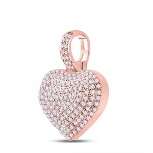 Men's Diamond Charm Pendant | 10kt Rose Gold Mens Round Diamond Heart Charm Pendant 1/2 Cttw | Splendid Jewellery GND
