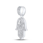 10kt White Gold Men's Round Diamond Allah Hamsa Charm Pendant 3 Cttw | Splendid Jewellery - Alternate view 2 from Splendid Jewellery