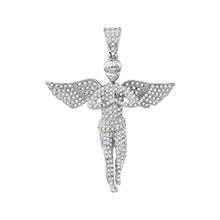 Load image into Gallery viewer, 10kt White Gold Mens Round Diamond Angel Charm Pendant - A Heavenly Delight - Alternate view 1 from Splendid Jewellery