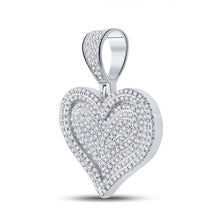 Load image into Gallery viewer, 10kt White Gold Men&#39;s Round Diamond Heart Charm Pendant - 3/4 Cttw | Splendid Jewellery - Alternate view 2 from Splendid Jewellery