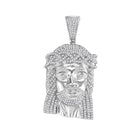 10kt White Gold Men's Round Diamond Jesus Face Charm Pendant - Stunning Symbol of Faith and Style  Top View from Splendid Jewellery