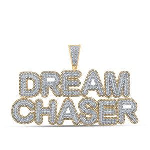 Men's Diamond Charm Pendant | 10kt Yellow Gold Mens Baguette Diamond Dream Chaser Charm Pendant 6-3/4 Cttw | Splendid Jewellery GND