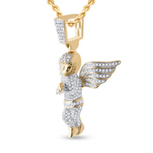 Load image into Gallery viewer, 10kt Yellow Gold Men's Round Diamond Angel Charm Pendant - 3/4 Cttw - Splendid Jewellery Side view from the 10Kt Yellow Gold Mens Round Diamond Angel Charm Pendant 3 4 Cttwpin222430 collection by Splendid Jewellery
