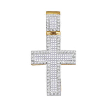 Load image into Gallery viewer, 10kt Yellow Gold Men&#39;s Diamond Cross Charm Pendant - 1 Cttw - Splendid Jewellery  Top View from Splendid Jewellery