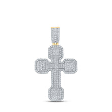 Load image into Gallery viewer, 10kt Yellow Gold Men's Round Diamond Cross Charm Pendant - 3 Cttw | Splendid Jewellery Top view from the 10Kt Yellow Gold Mens Round Diamond Cross Charm Pendant 3 Cttwpin212460 collection by Splendid Jewellery