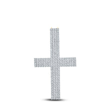 Load image into Gallery viewer, 10kt Yellow Gold Men&#39;s Round Diamond Cross Charm Pendant - Exquisite Brilliance Top view from the 10Kt Yellow Gold Mens Round Diamond Cross Charm Pendant 7 8 Cttwpin280083 collection by Splendid Jewellery