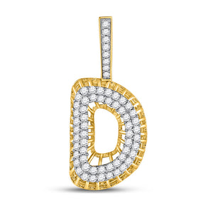 Men's Diamond Charm Pendant | 10kt Yellow Gold Mens Round Diamond "D" Charm Pendant 1 Cttw | Splendid Jewellery GND