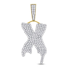 Load image into Gallery viewer, 10kt Yellow Gold Men&#39;s Dripping X Letter Diamond Charm Pendant - 2-1/2 Cttw  Top View from Splendid Jewellery